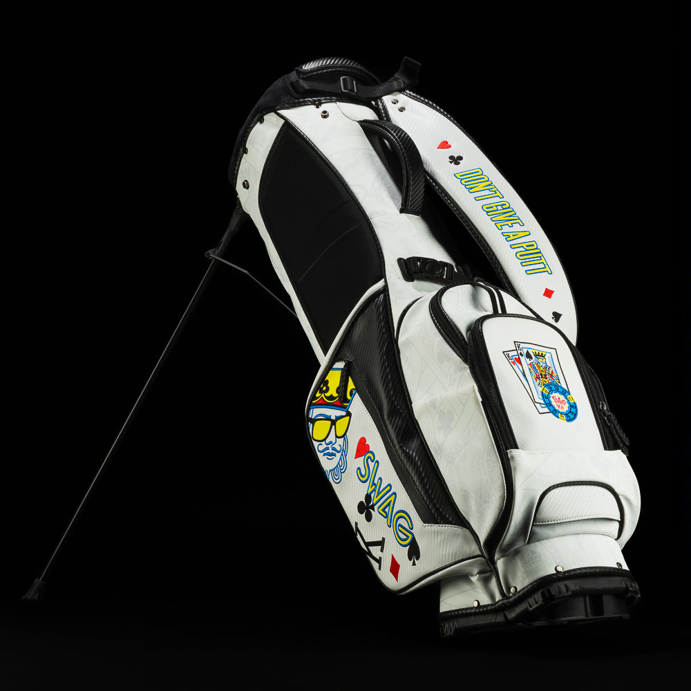 SWAG Golf poker king  white and black golf stand bag.