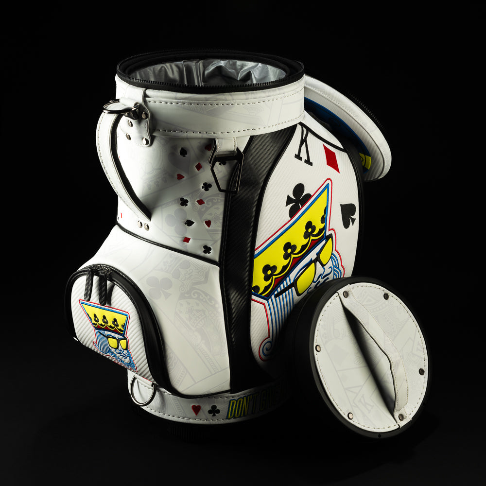 SWAG Golf Poker King golf den caddy cooler featuring king and playing card themes.