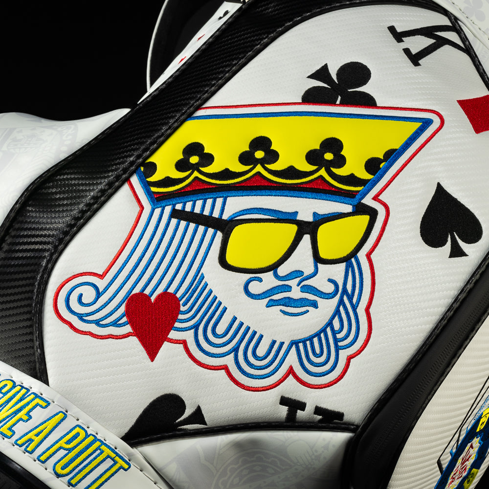 SWAG Golf Poker King golf den caddy cooler featuring king and playing card themes.