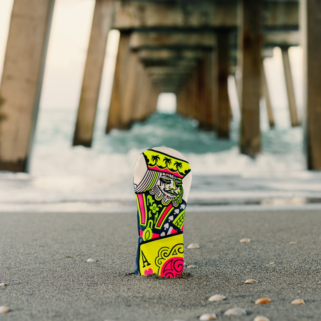 SWAG Golf 3 Putt King yellow, black, and white driver golf headcover made in the USA.