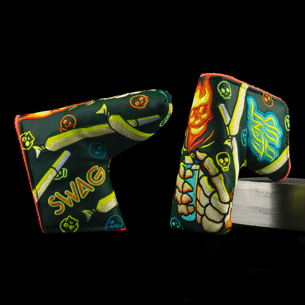 SWAG Golf Light It Up green and orange lighter blade golf headcover.