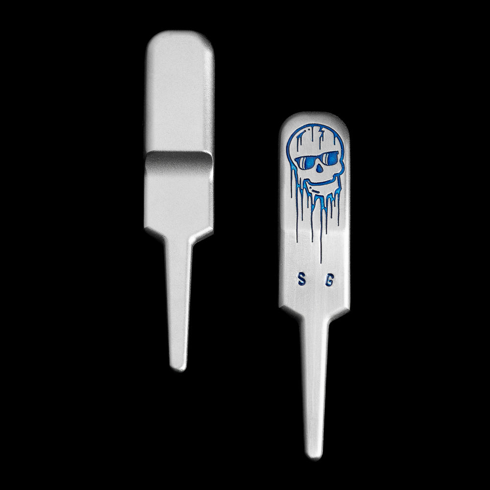 SWAG Golf dripping skull tour satin stainless steel divot tool golf accessory.