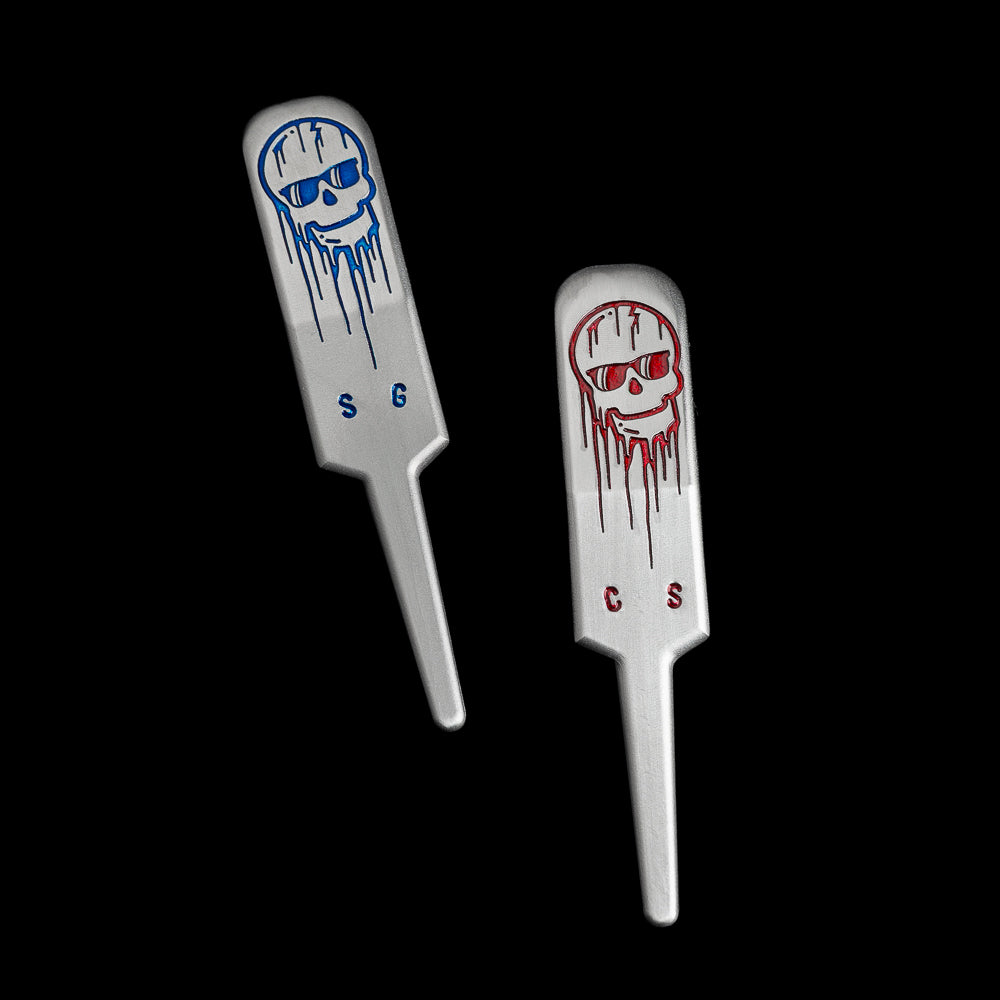 SWAG Golf dripping skull tour satin stainless steel divot tool golf accessory.