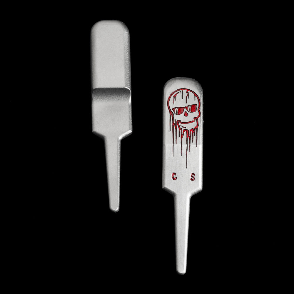 SWAG Golf dripping skull tour satin stainless steel divot tool golf accessory.