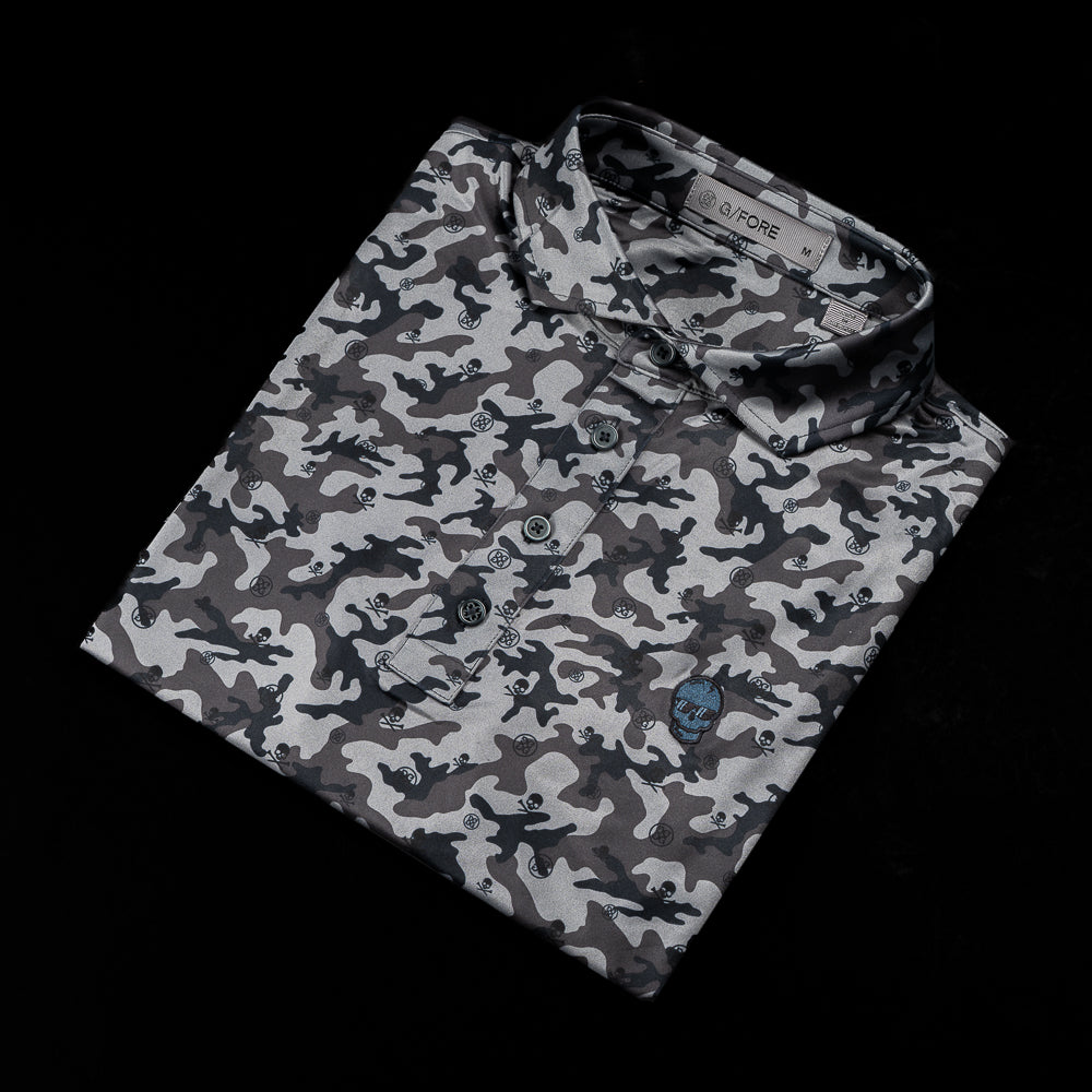 SWAG Golf x G/Fore men's short sleeve black camo performance golf polo shirt.