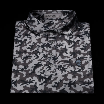 SWAG Golf x G/Fore men's short sleeve black camo performance golf polo shirt.