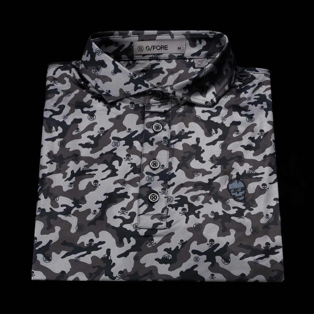 SWAG Golf x G/Fore men's short sleeve black camo performance golf polo shirt.