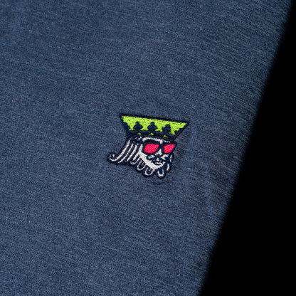 SWAG Golf x G/Fore melange ice blue nylon men's short sleeve performance golf polo shirt.