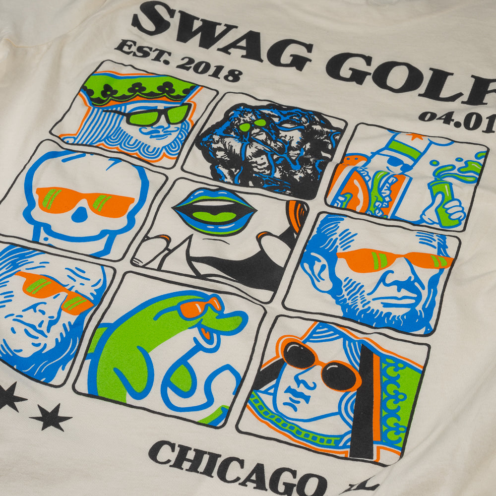 SWAG Golf natural greatest hits short sleeve golf graphic t-shirt.
