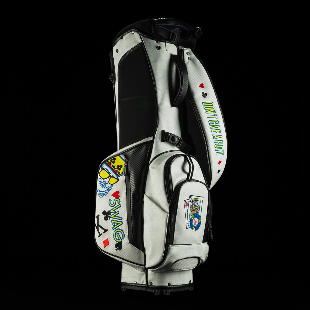 SWAG Golf poker king  white and black golf stand bag.