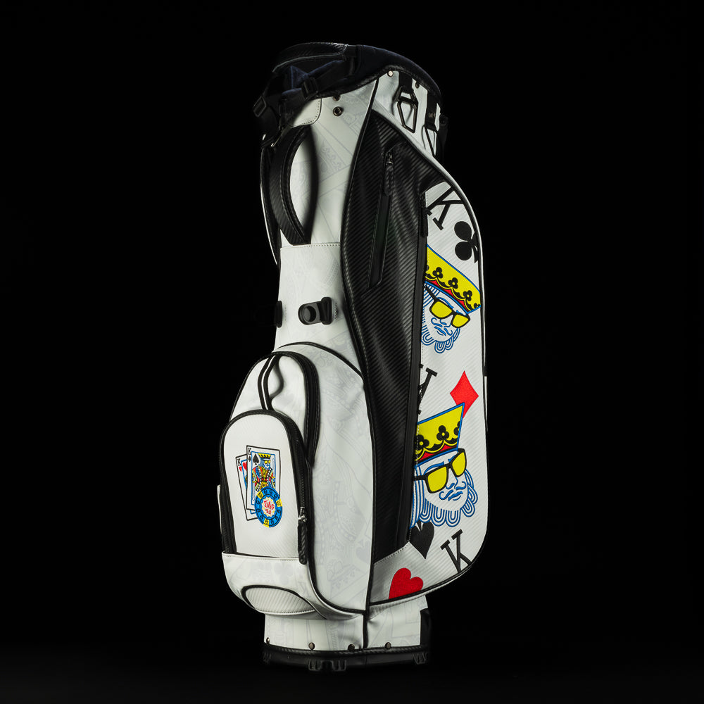 SWAG Golf poker king  white and black golf stand bag.