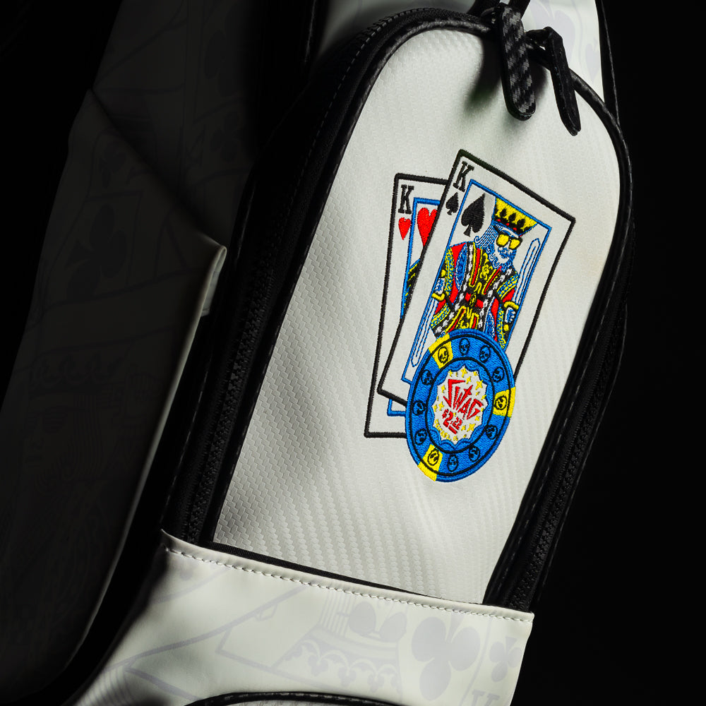 SWAG Golf poker king  white and black golf stand bag.