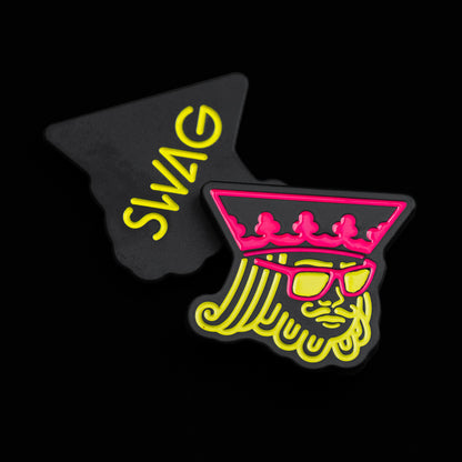 SWAG Golf Face-off king black cerakote stainless steel golf ball marker accessory.