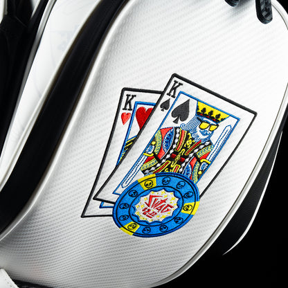 SWAG Golf poker king white and black card suite themed golf staff bag accessory.