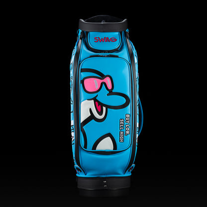 SWAG Golf blue and pink flipper golf tour staff bag.