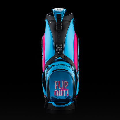 SWAG Golf blue and pink flipper golf tour staff bag.