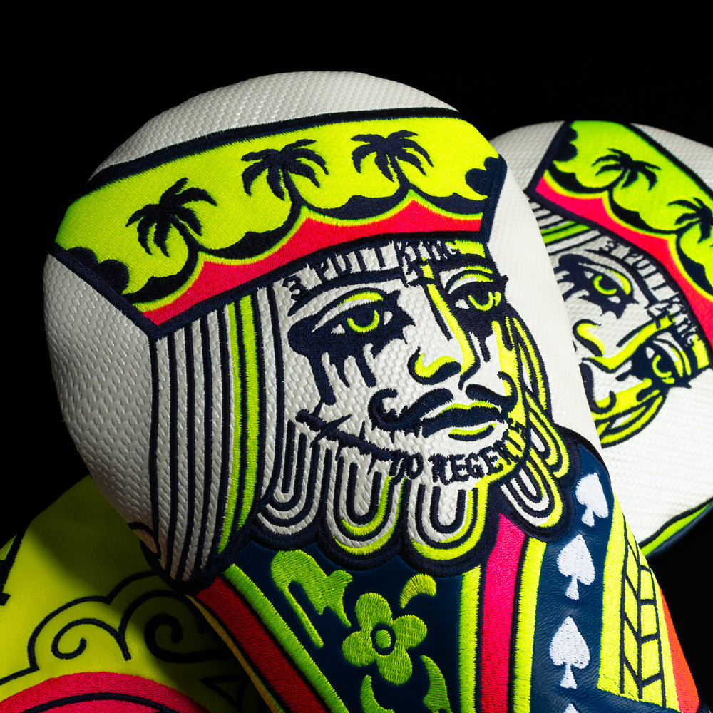 SWAG Golf 3 Putt King yellow, black, and white driver golf headcover made in the USA.