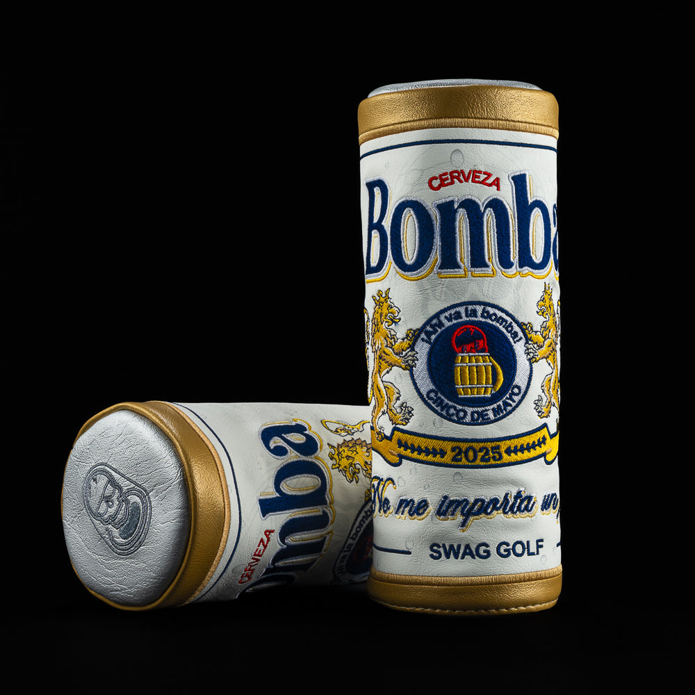 SWAG Golf cerveza Bomba barrel beer-themed fairway wood golf headcover made in the USA.