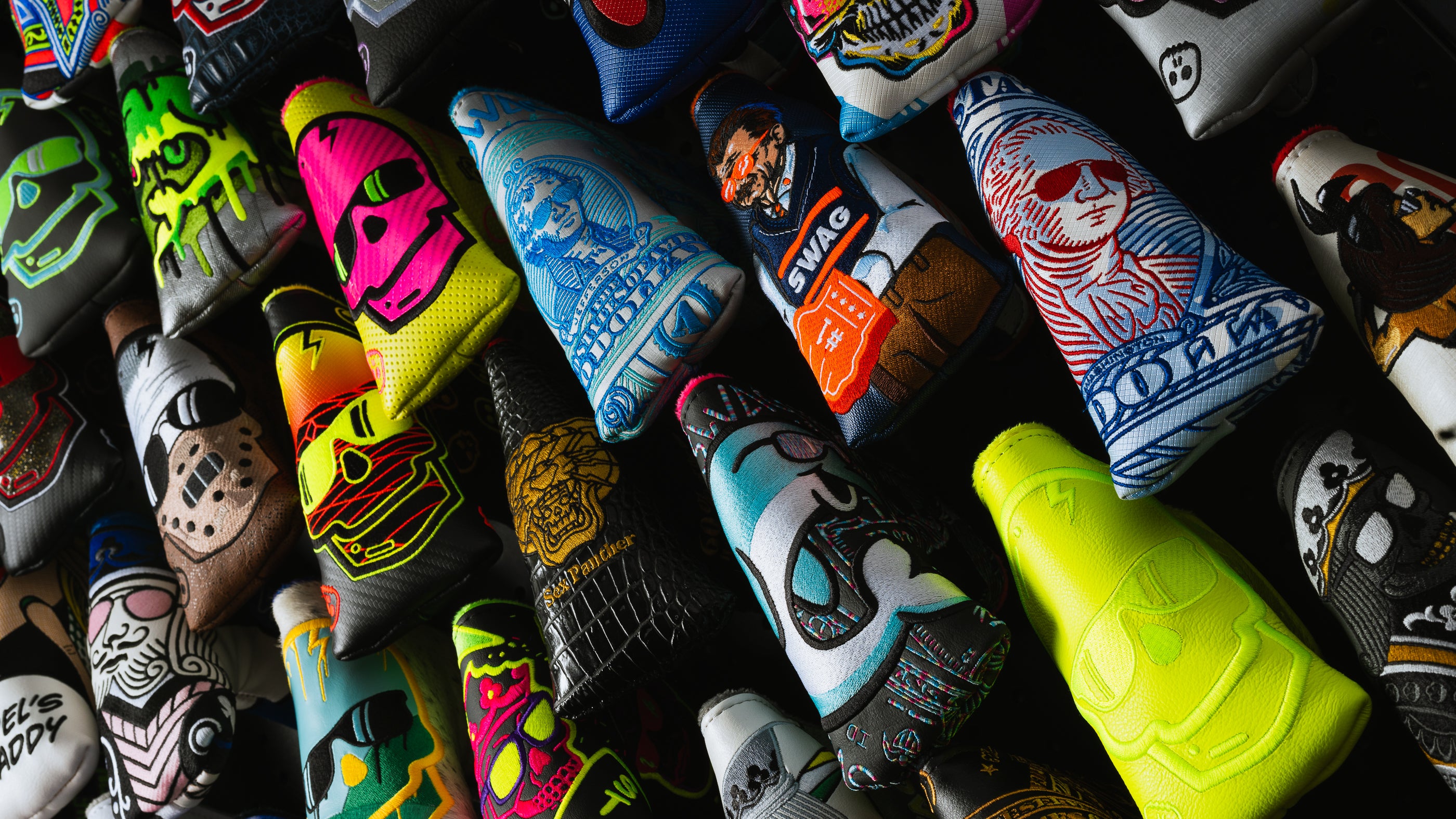 Swag golf headcovers for blade, mallet, woods, and sets. Featuring high stitch counts and premium materials -  all made in the USA. 