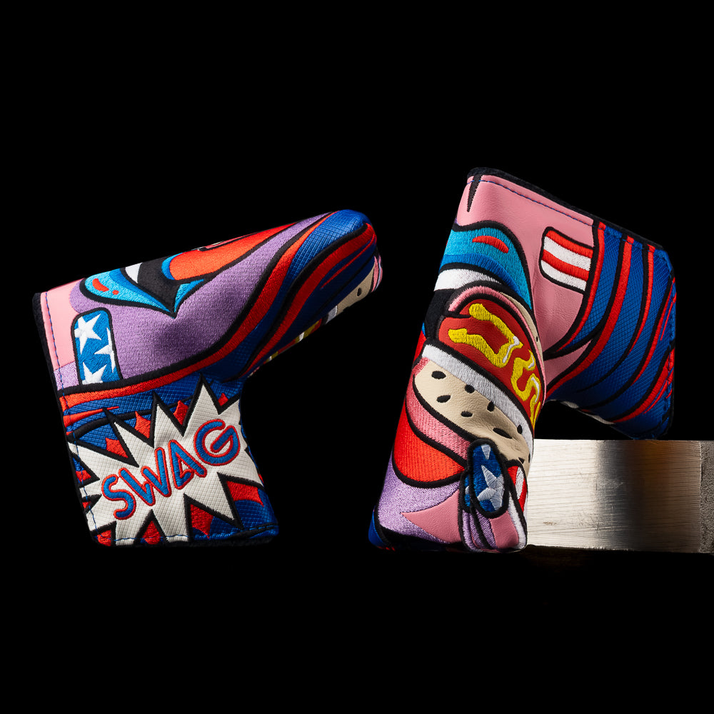 SWAG Golf God bless Swagatha red, white, and blue 4th of July hot dog themed blade golf headcover.