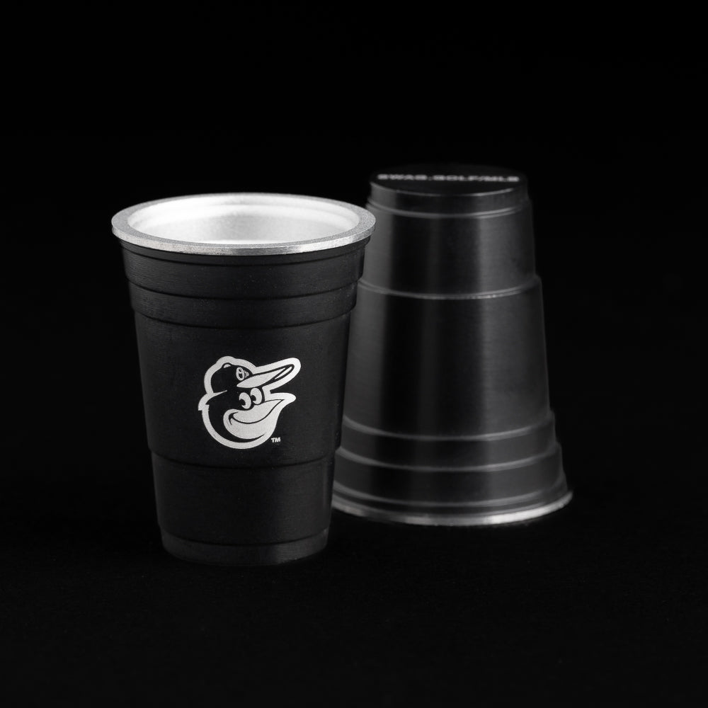 Baltimore Orioles flip cup ball marker in black.