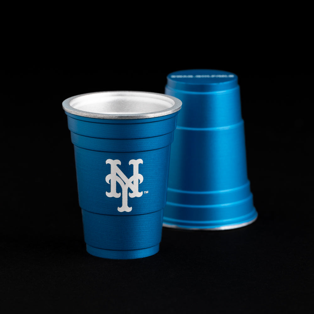 New York Mets logo royal blue flip cup ball marker. 