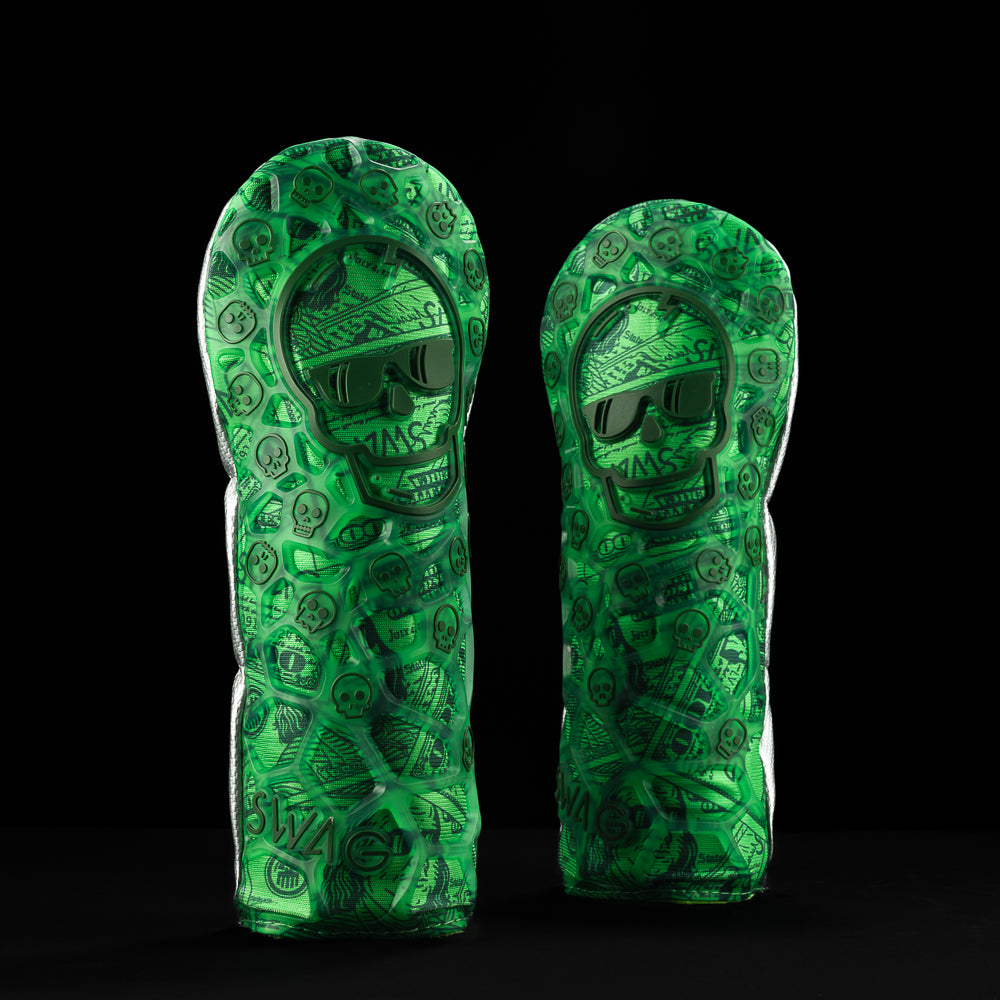 SWAG Golf dollar bills skull green thermoplastic polyurethane fairway wood golf headcover.