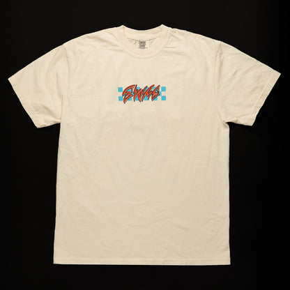 SWAG Golf surf & turf cream short sleeve graphic print garment dyed t-shirt.