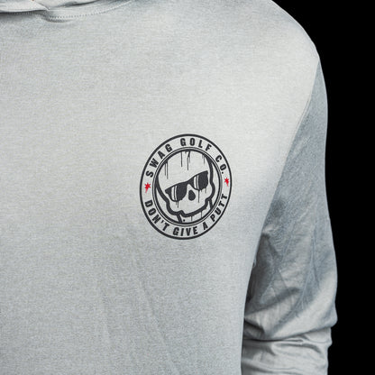 SWAG Golf x AndersonOrd blacks beach grey heather men's long sleeve performance golf hoodie.