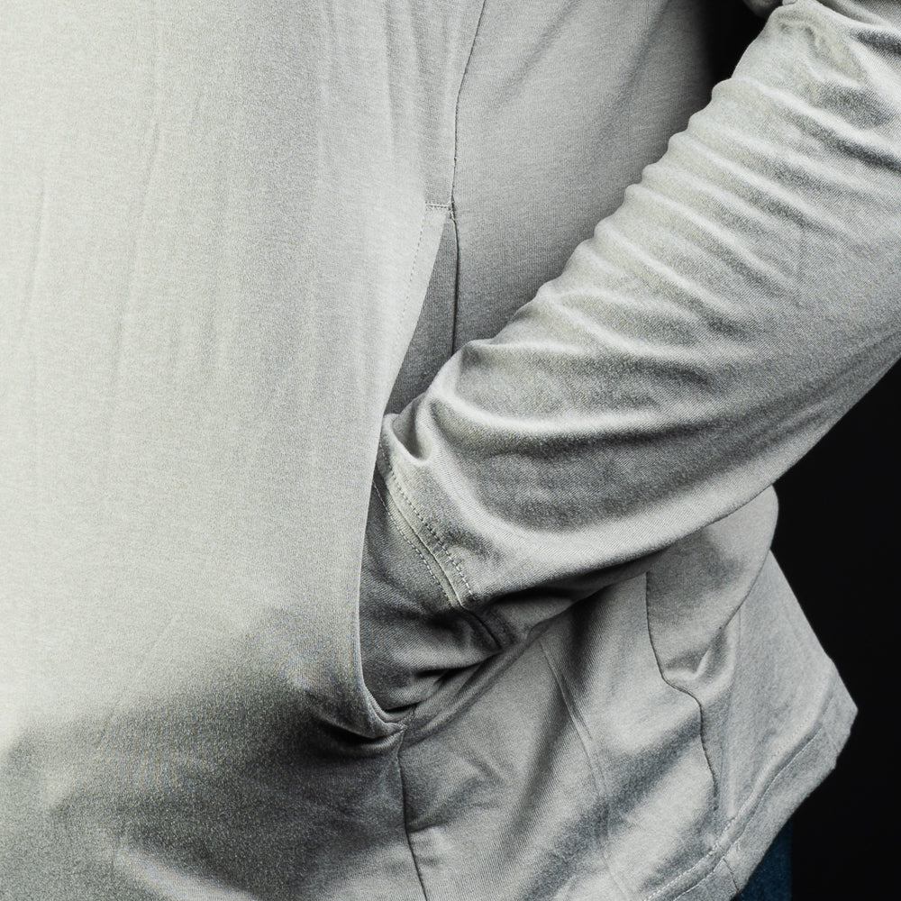 SWAG Golf x AndersonOrd blacks beach grey heather men's long sleeve performance golf hoodie.