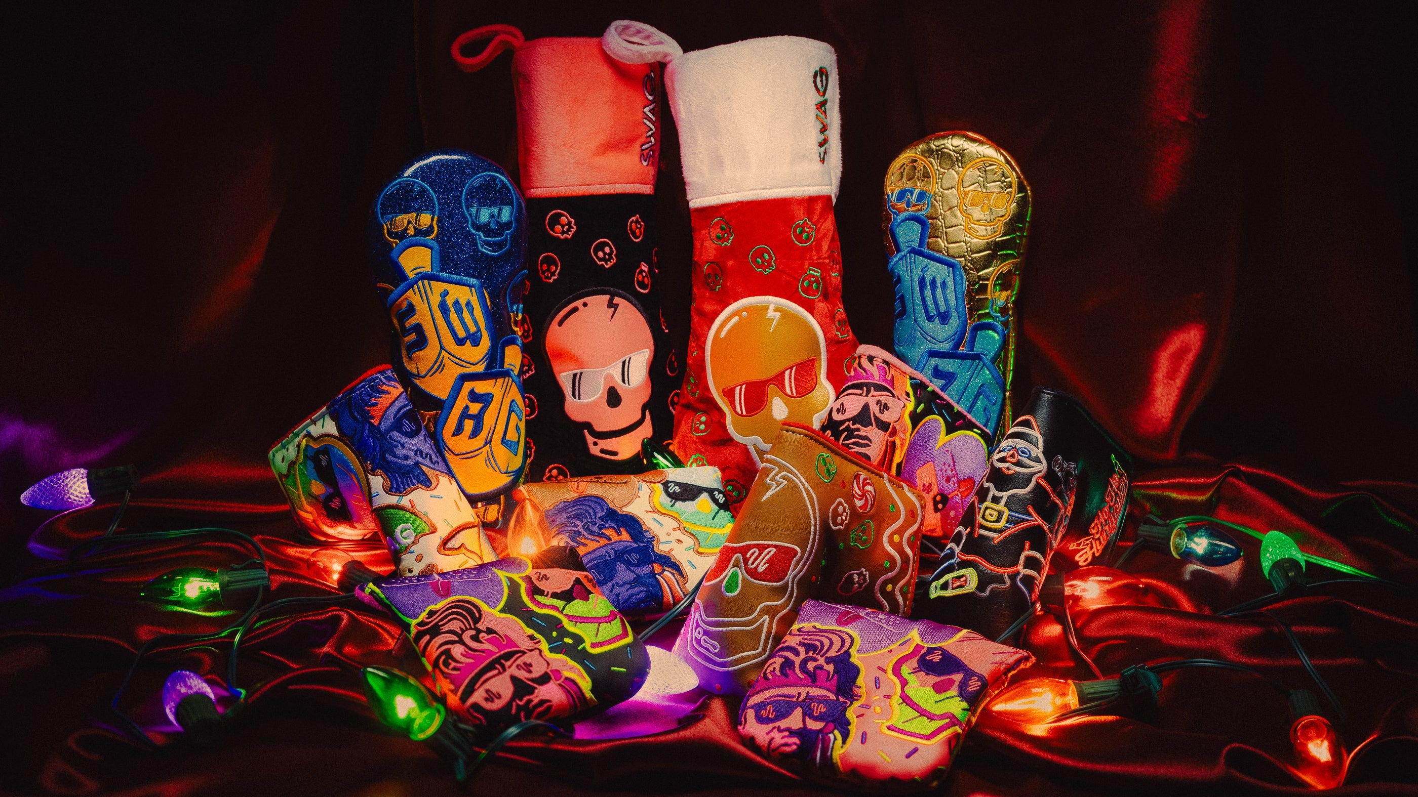 SWAG Golf Swagmas holiday and Christmas themed golf headcovers and accessories.