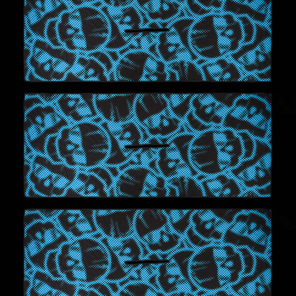 SWAG Golf blue halftone stacked dripping skulls black golf towel.